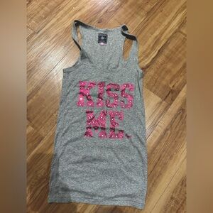Gray Tank Dress with embellishments 'KISS ME'